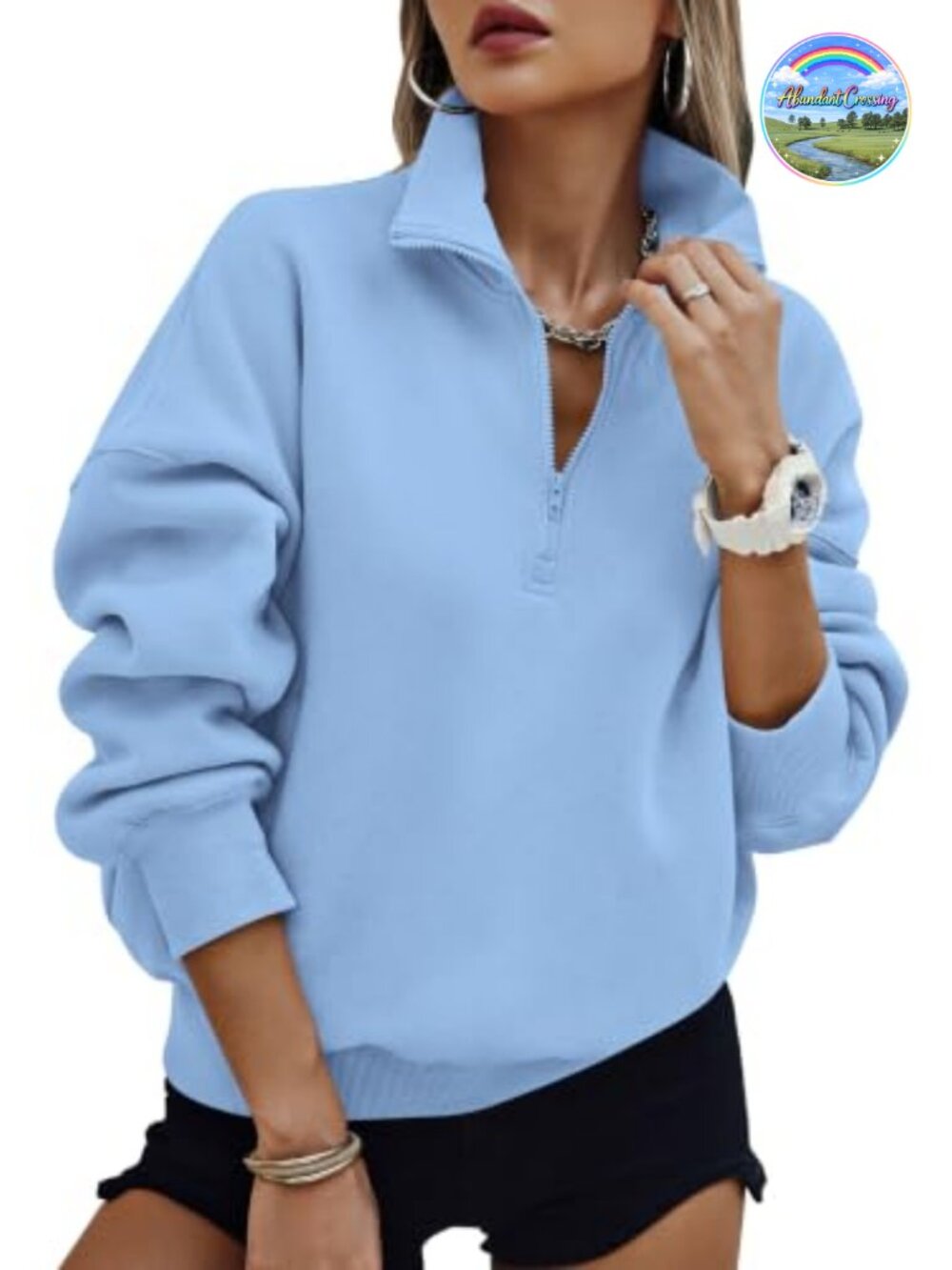Women's Half Zip Fleece Sweatshirt Oversized Fleece Hoodie Pullover Casual Knit